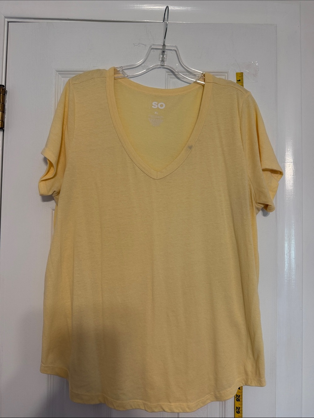SO Light Yellow V-Neck Short Sleeve Tee